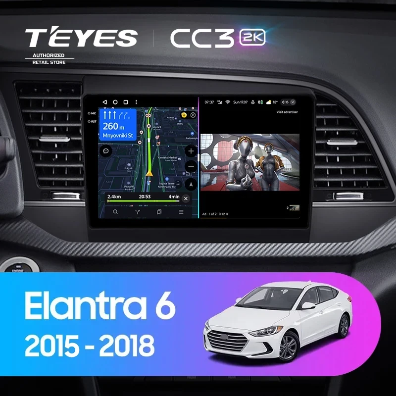 Штатная магнитола Teyes CC3 2K 360 6/128 Hyundai Elantra 6 (2015-2018) Тип-B
