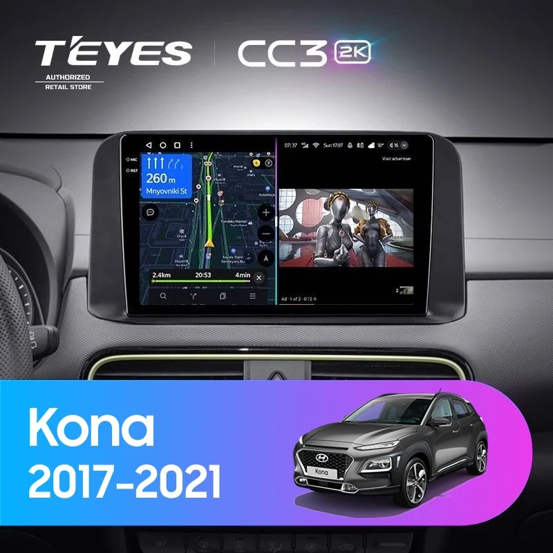 Штатная магнитола Teyes CC3 2K 4/64 Hyundai Kona (2017-2021)