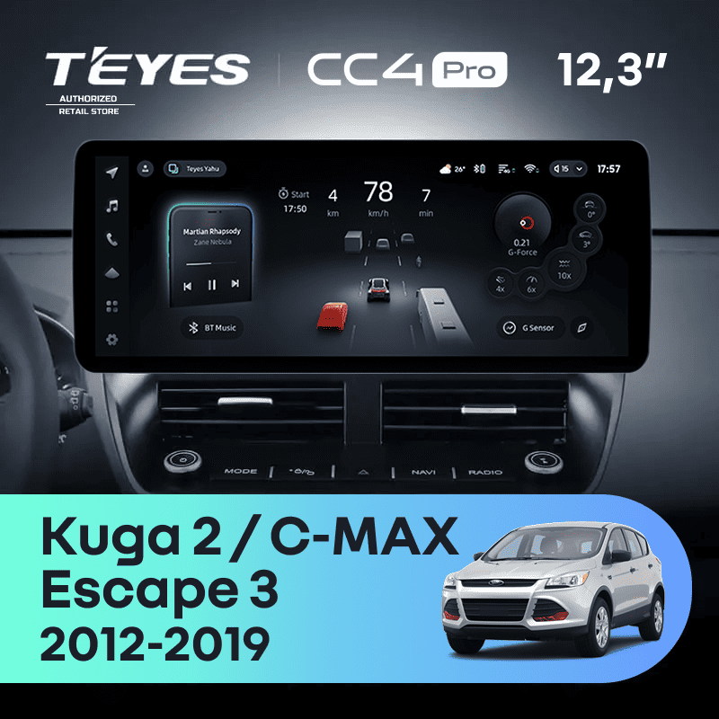 Штатная магнитола Teyes CC4 Pro 12.3" 12/256 Ford Escape 3 (2012-2019)