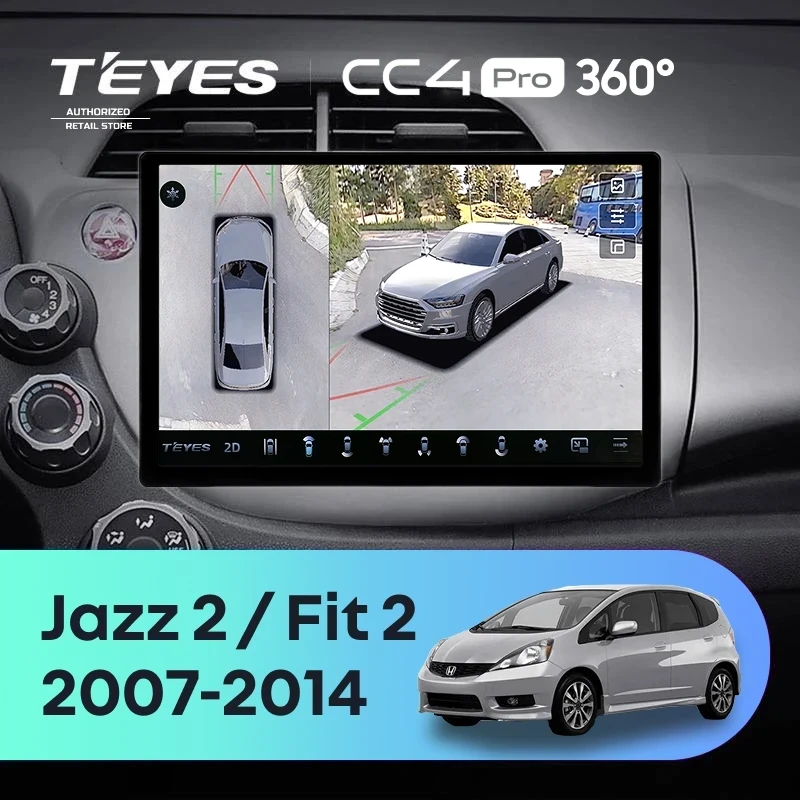 Штатная магнитола Teyes CC4 Pro 360 12/256 Honda Fit 2 GE (2007-2014) (11")