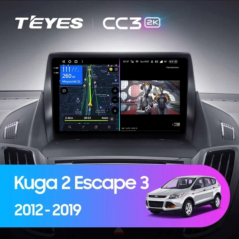 Штатная магнитола Teyes CC3 2K 360 6/128 Ford Escape 3 (2012-2019) Тип-A
