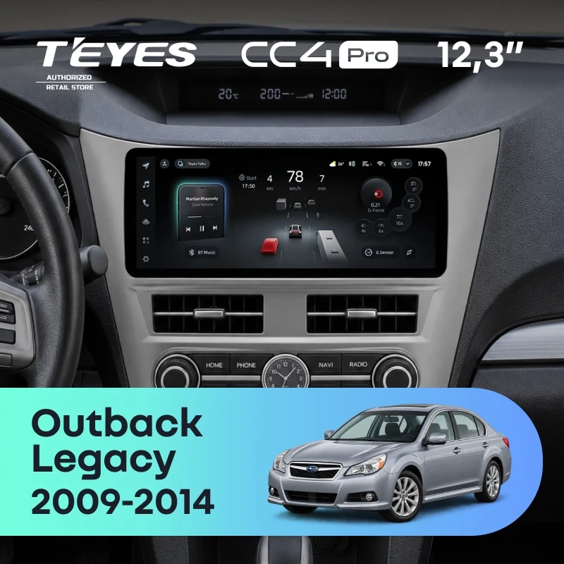 Штатная магнитола Teyes CC4 Pro 12.3" 12/256 Subaru Outback 4 BR (2009-2014) Правый руль