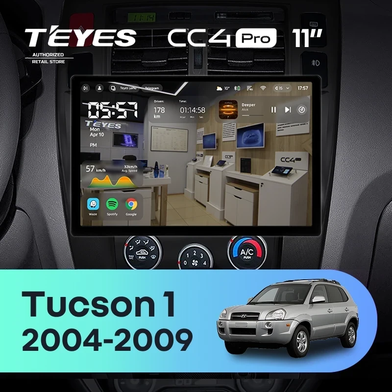 Штатная магнитола Teyes CC4 Pro 12/256 Hyundai Tucson 1 (2004-2009) F2 (11")