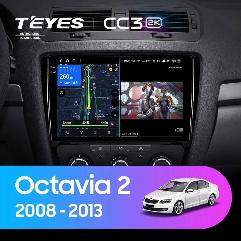 Штатная магнитола Teyes CC3 2K 4/32 Skoda Octavia 2 A5 (2008-2013)