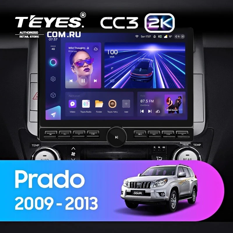 Штатная магнитола Teyes CC3 2K 6/128 Toyota Land Cruiser Prado 150 (2009-2013) F1 Тип-AB (13" с кнопками)