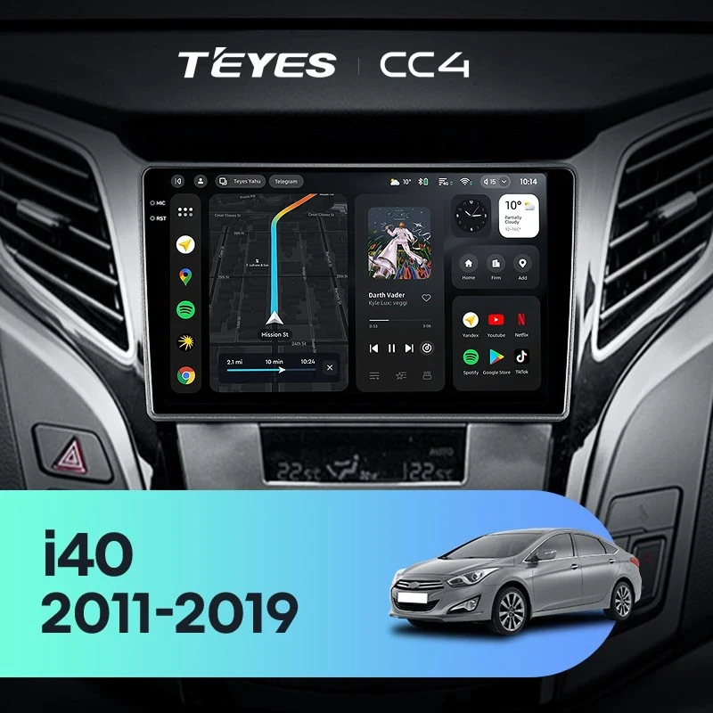 Штатная магнитола Teyes CC4 8/128 Hyundai i40 (2011-2019)
