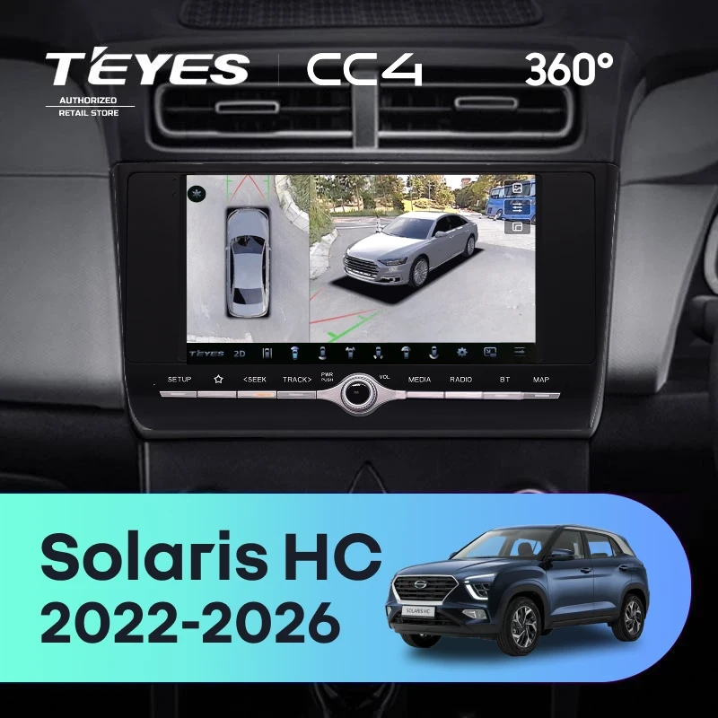 Штатная магнитола Teyes CC4 360 8/128 Solaris HC (2022-2026) с кнопками