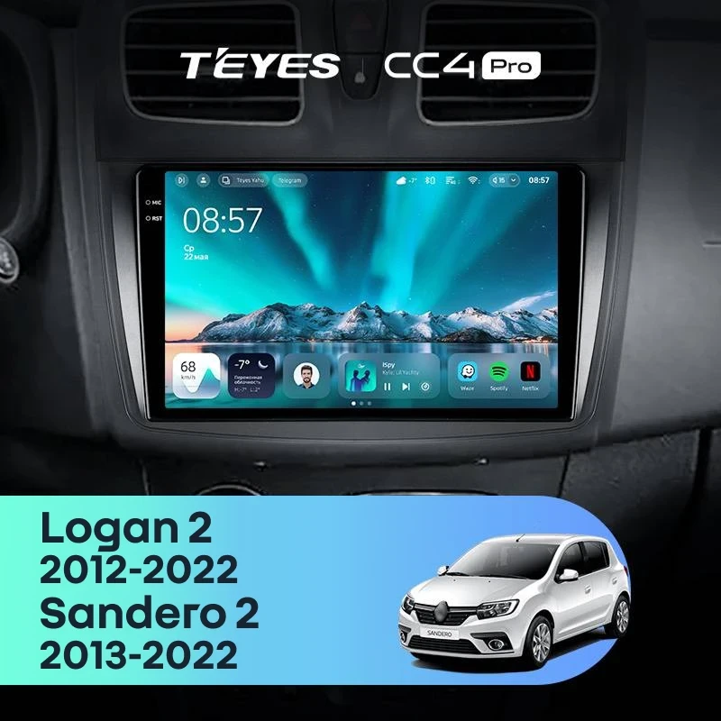 Штатная магнитола Teyes CC4 Pro 8/128 Renault Sandero 2 (2013-2022) F1