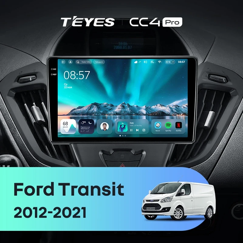 Штатная магнитола Teyes CC4 Pro 8/128 Ford Transit (2012-2021) F1