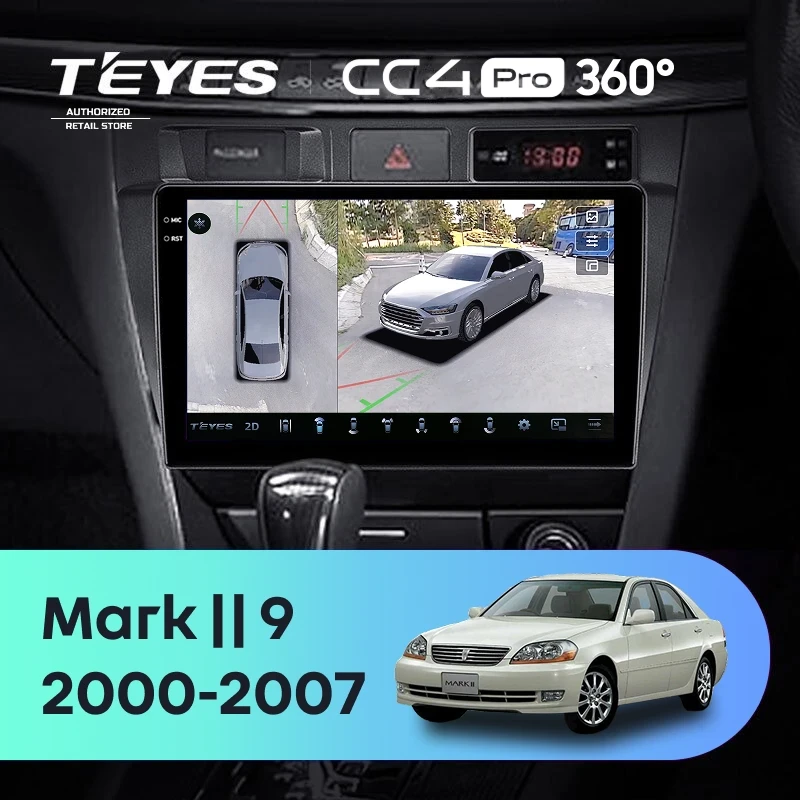 Штатная магнитола Teyes CC4 Pro 360 8/128 Toyota Mark II 9 X100 (2000-2007) F1