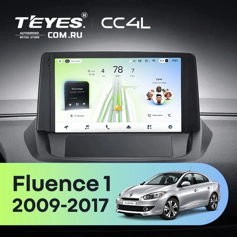 Штатная магнитола Teyes CC4L 4/64 Renault Fluence 1 (2009-2017) (0din)