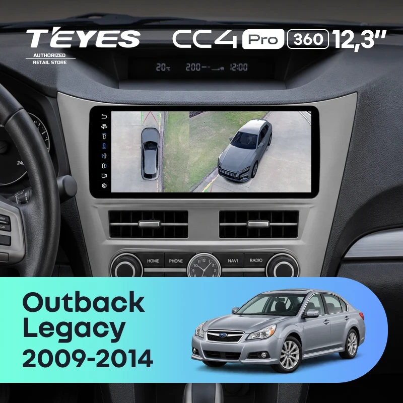 Штатная магнитола Teyes CC4 Pro 12.3" 360 8/128 Subaru Outback 4 BR (2009-2014) Правый руль