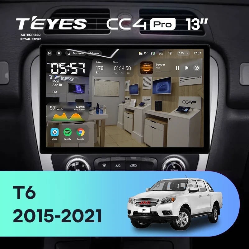 Штатная магнитола Teyes CC4 Pro 8/128 JAC T6 (2015-2021) (13")