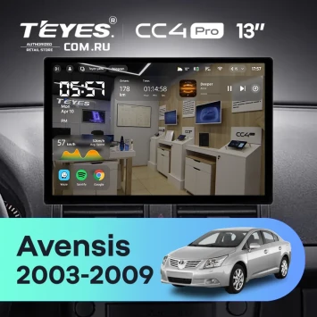 Штатная магнитола Teyes CC4 Pro 8/128 Toyota Avensis T250 (2003-2009)(0din) (13")