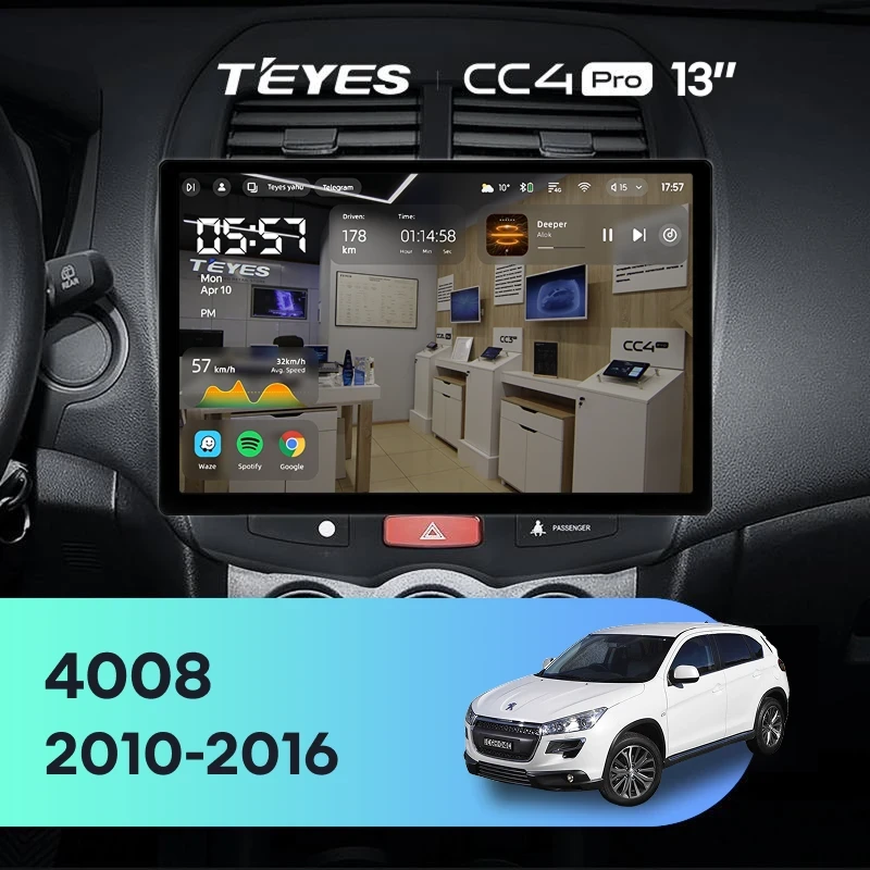Штатная магнитола Teyes CC4 Pro 12/256 Peugeot 4008 (2010-2016) F1 Тип-A (13")