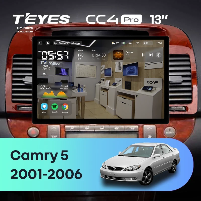 Штатная магнитола Teyes CC4 Pro 12/256 Toyota Camry 5 XV 30 (2001-2006) Тип-B (13")