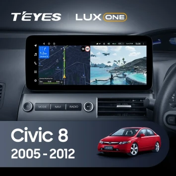 Штатная магнитола Teyes LUX ONE 4/64 Honda Civic 8 FK FN FD (2005-2012) Правый руль