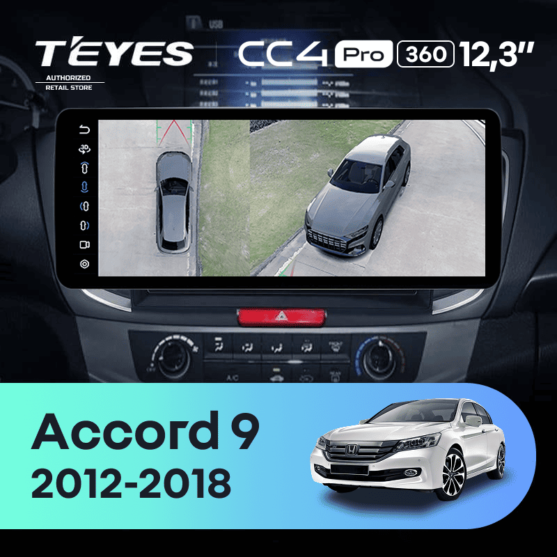 Штатная магнитола Teyes CC4 Pro 12.3" 360 8/128 Honda Accord 9 CR (2012-2018)