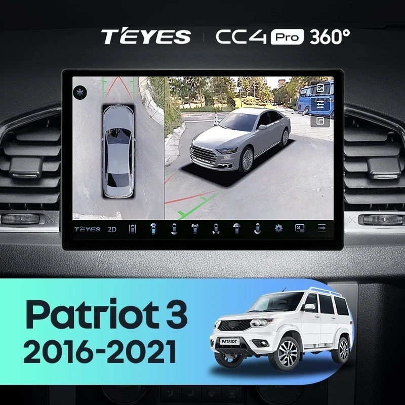 Штатная магнитола Teyes CC4 Pro 360 8/128 UAZ Patriot 3 (2016-2021) F1 (13")