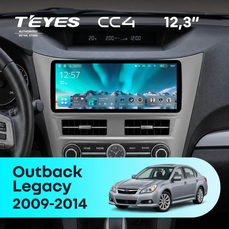Штатная магнитола Teyes CC4 12.3" 8/128 Subaru Outback 4 BR (2009-2014) Правый руль