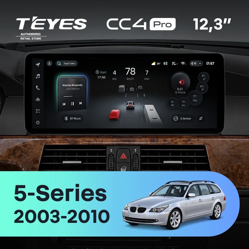 Штатная магнитола Teyes CC4 Pro 12.3" 8/128 BMW 5-Series E61 E60 (CCC) (2003-2010)