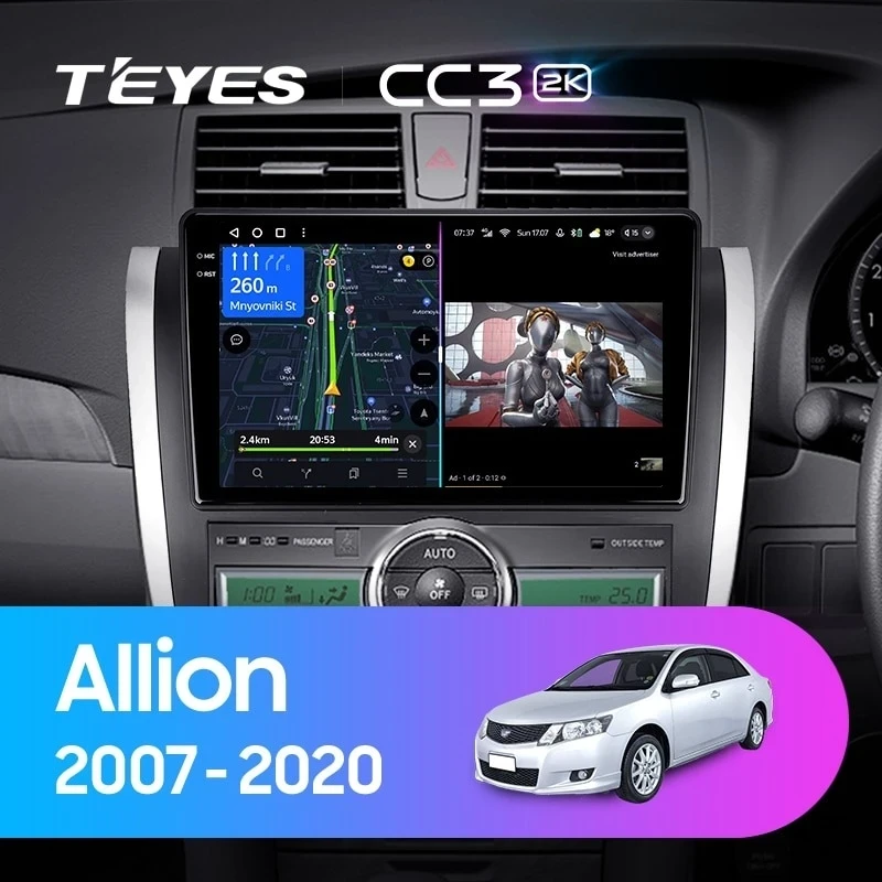 Штатная магнитола Teyes CC3 2K 4/32 Toyota Allion T260 (2007-2016) Правый руль