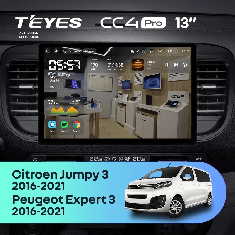 Штатная магнитола Teyes CC4 Pro 8/128 Citroen Jumpy 3 (2016-2024) (13")