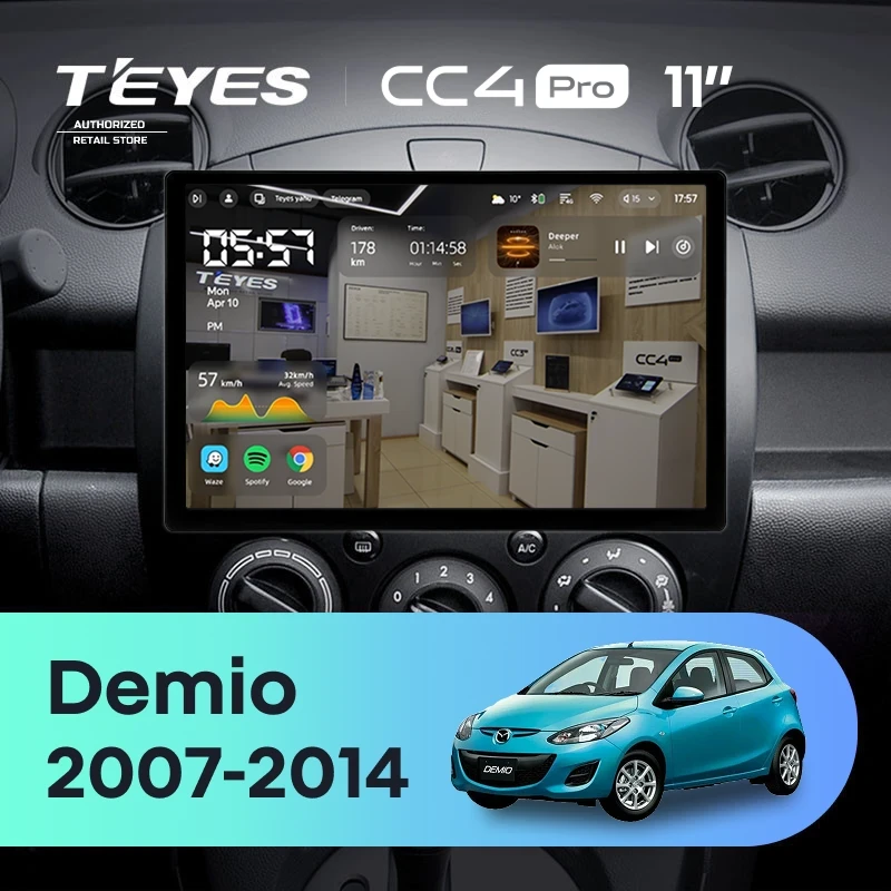 Штатная магнитола Teyes CC4 Pro 8/128 Mazda Demio DE (2007-2014) (11")