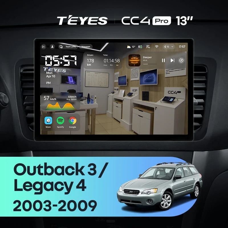 Штатная магнитола Teyes CC4 Pro 8/128 Subaru Legacy 4 (2003-2009) (13")