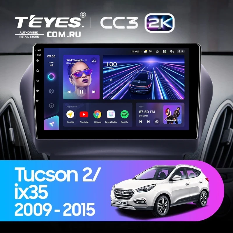 Штатная магнитола Teyes CC3 2K 4/64 Hyundai ix35 (2009-2015) (Tucson 2) Тип-AB (10")