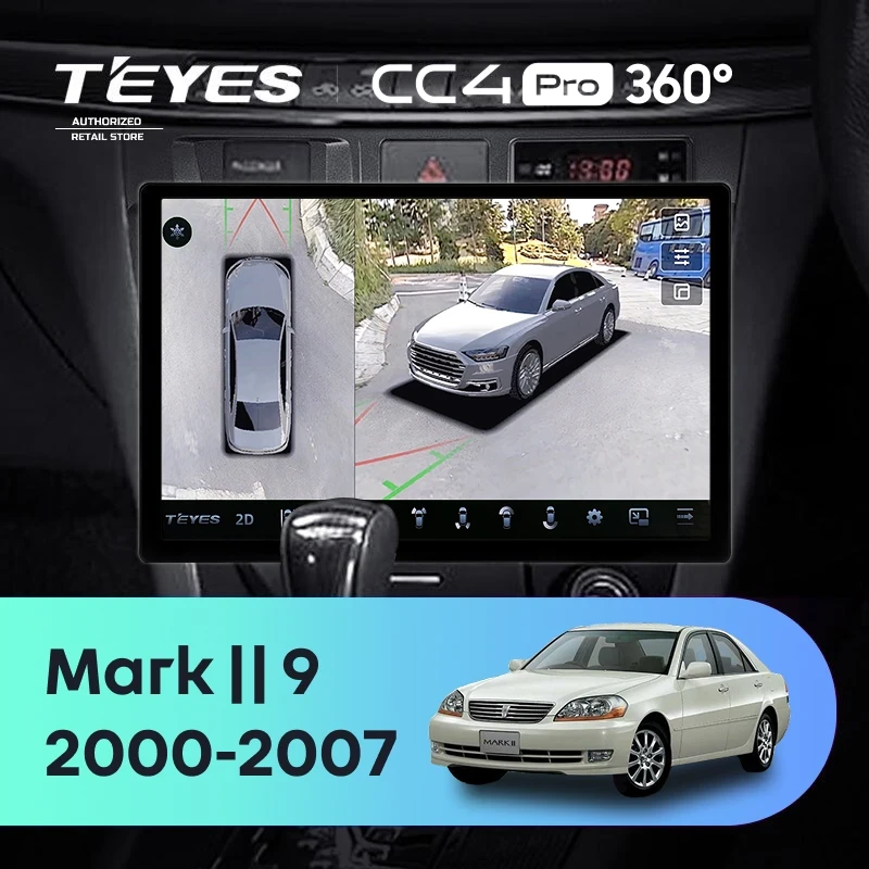 Штатная магнитола Teyes CC4 Pro 360 8/128 Toyota Mark II 9 X100 (2000-2007) F1 (13")