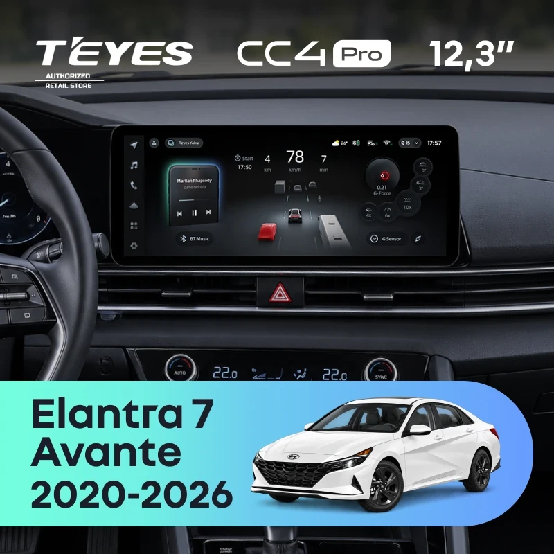 Штатная магнитола Teyes CC4 Pro 12.3" 12/256 Hyundai Avante (2020-2026)