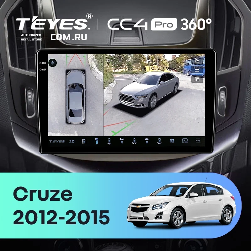 Штатная магнитола Teyes CC4 Pro 360 12/256 Chevrolet Cruze J300 J308 (2012-2015) F2 (черная)