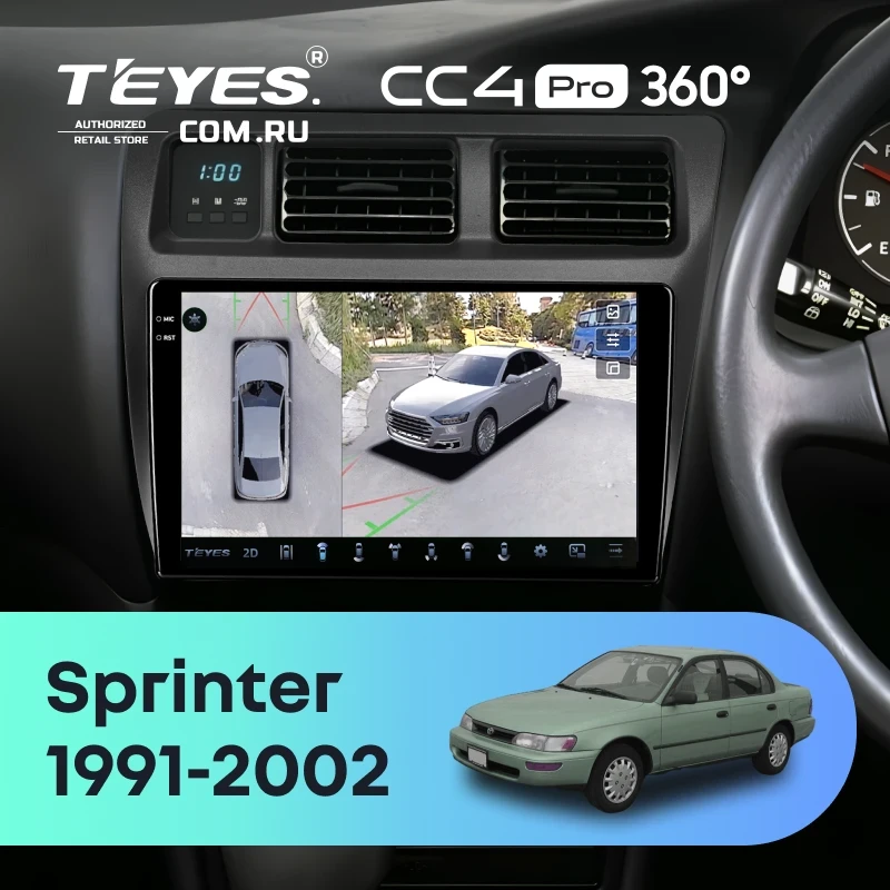 Штатная магнитола Teyes CC4 Pro 360 12/256 Toyota Sprinter 7 E100 (1991-2002) Правый руль F1