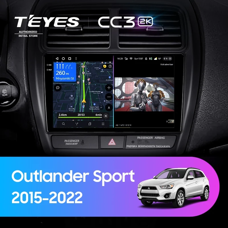 Штатная магнитола Teyes CC3 2K 360 6/128 Mitsubishi Outlander Sport (2015-2026) Тип-A