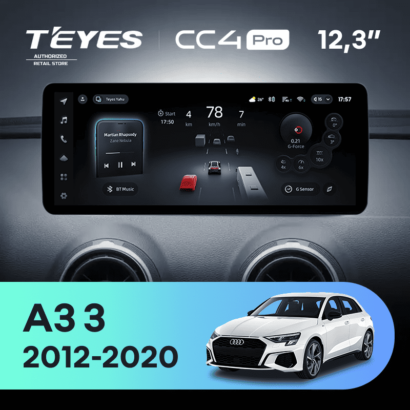Штатная магнитола Teyes CC4 Pro 12.3" 12/256 Audi A3 3 8V (2012-2020)