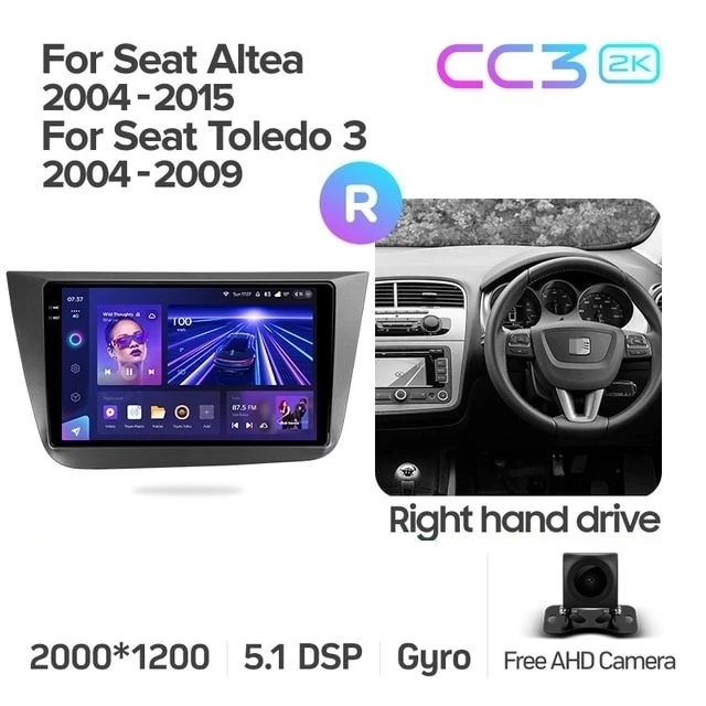 Штатная магнитола Teyes CC3 2K 4/32 Seat Altea 5P (2004-2015) Правый руль