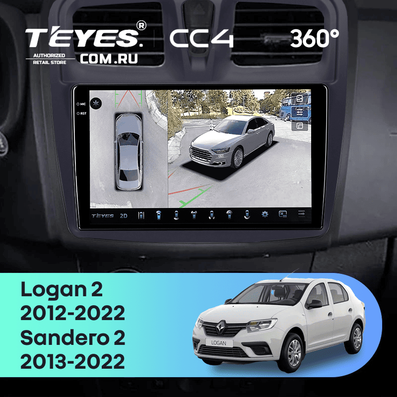 Штатная магнитола Teyes CC4 360 8/128 Renault Sandero 2 (2013-2022) F1 (10")