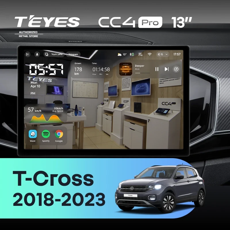 Штатная магнитола Teyes CC4 Pro 12/256 Volkswagen T-Cross (2018-2023) (13")