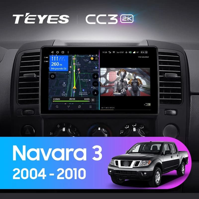 Штатная магнитола Teyes CC3 2K 6/128 Nissan Navara D40 (2004-2010) F1