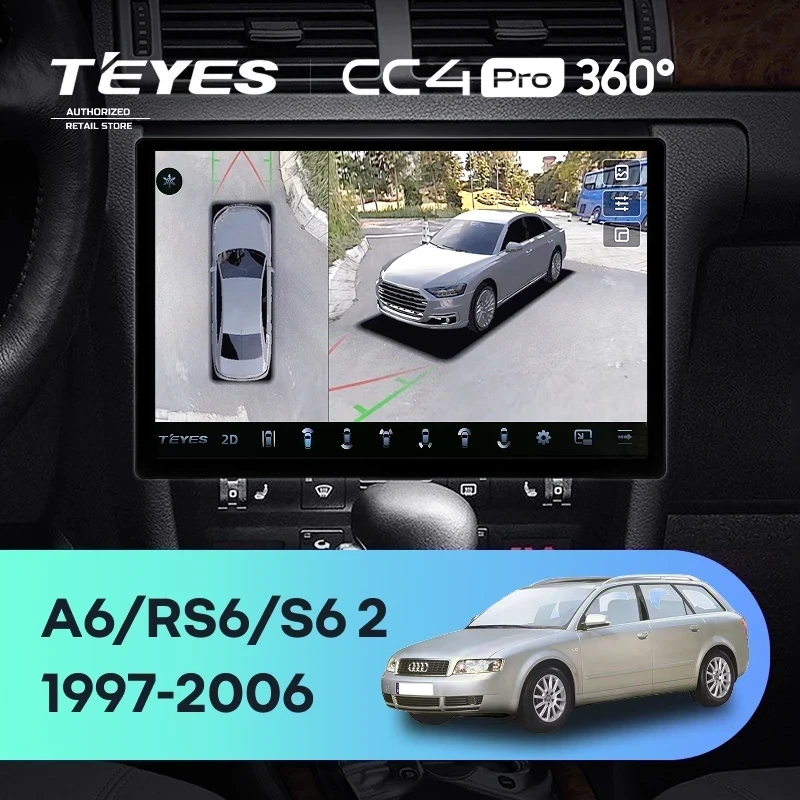 Штатная магнитола Teyes CC4 Pro 360 8/128 Audi A6 2 (1997-2004) (13")