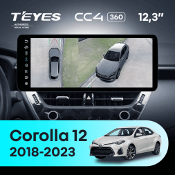 Штатная магнитола Teyes CC4 12.3" 360 8/128 Toyota Corolla 12 E210 XP210 (2018-2023) Тип-A