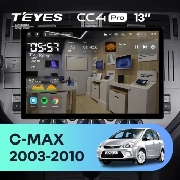 Штатная магнитола Teyes CC4 Pro 8/128 Ford C-MAX (2003-2010) (0din) (13")