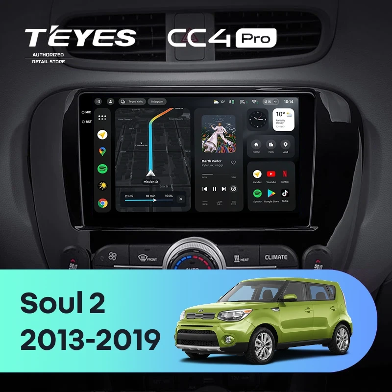 Штатная магнитола Teyes CC4 6/64 Kia Soul 2 PS (2013-2019) Тип-A