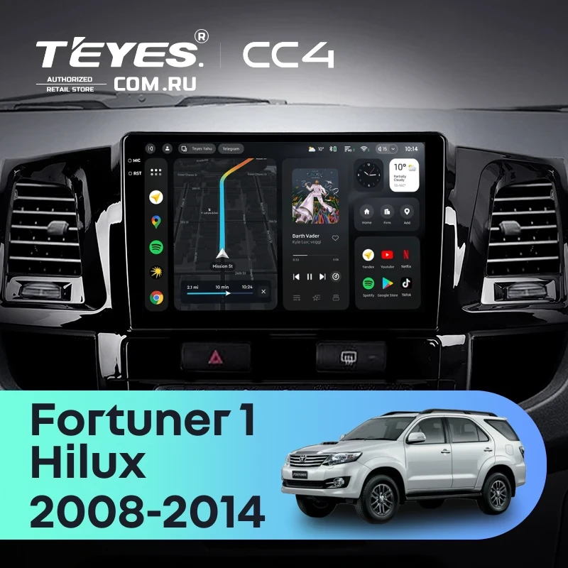 Штатная магнитола Teyes CC4 8/128 Toyota Hilux (2008-2014) F1