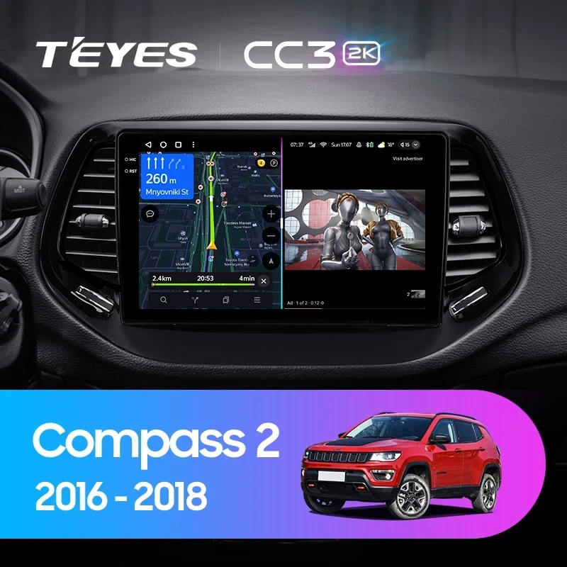 Штатная магнитола Teyes CC3 2K 360 6/128 Jeep Compass 2 MP (2016-2018)