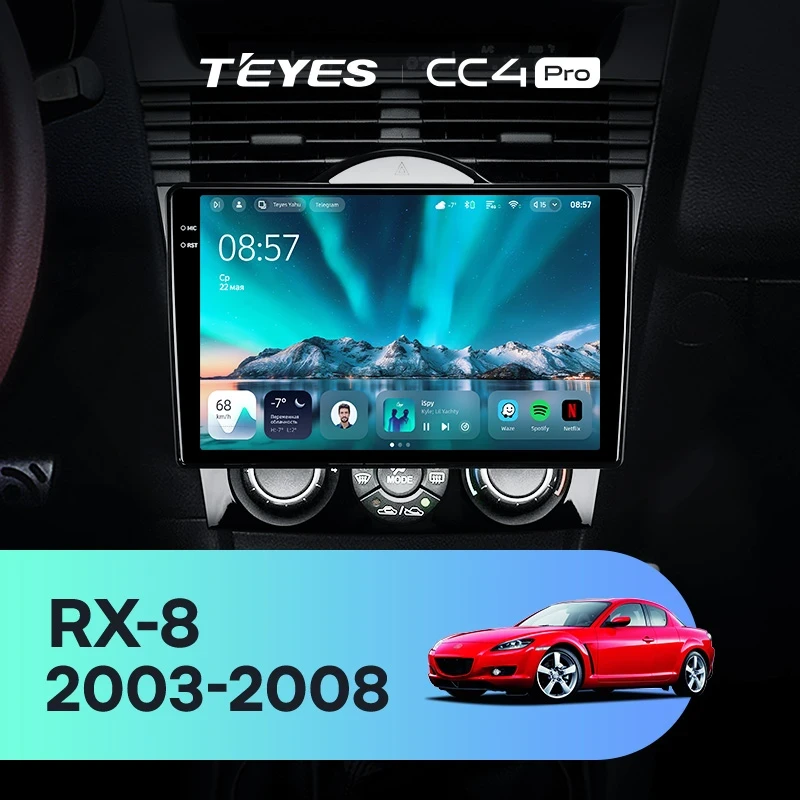 Штатная магнитола Teyes CC4 Pro 8/128 Mazda RX-8 SE (2003-2008)
