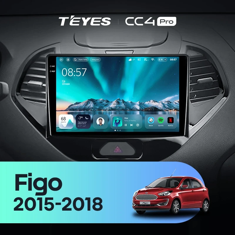 Штатная магнитола Teyes CC4 Pro 12/256 Ford Figo (2015-2018)