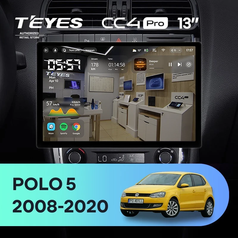 Штатная магнитола Teyes CC4 Pro 12/256 Volkswagen Polo 5 (2008-2020) (13")