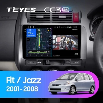 Штатная магнитола Teyes CC3 2K 6/128 Honda Jazz GD (2001-2008) Правый руль